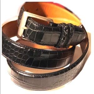 Ralph Lauren embossed Italian leather black belt